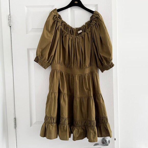 Ulla Johnson "Celia" Dress in Khaki Green, size 12 - Picture 4 of 11